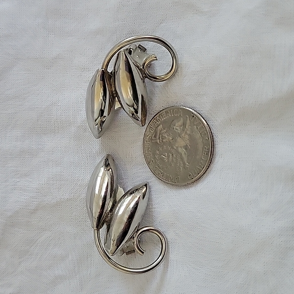 Silver Clip Earrings - Picture 4 of 4